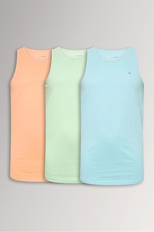 BadRhino Big & Tall 3 PACK Light Blue & Orange Vest Tops