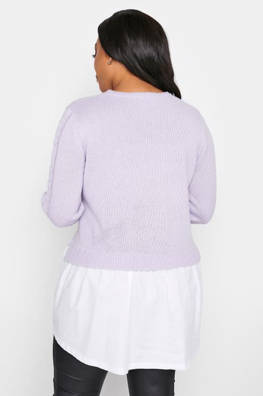 Curve Lilac Purple 2 In 1 Poplin Hem Cable Knitted Jumper 3