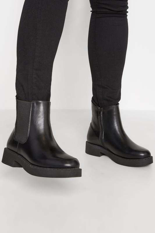 Plus Size  LIMITED COLLECTION Black Faux Leather Chelsea Boots In Extra Wide EEE Fit