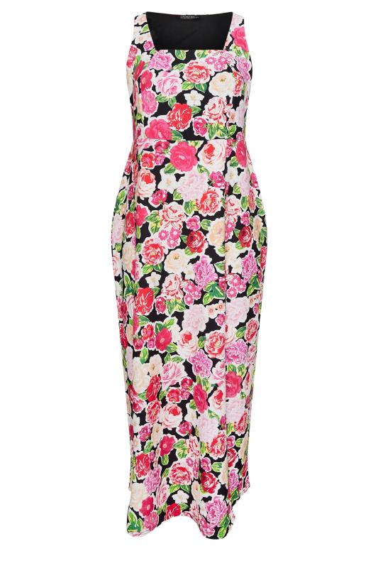 LIMITED COLLECTION Curve Pink Floral Print Square Neck Maxi Dress | Yours Clothing 5