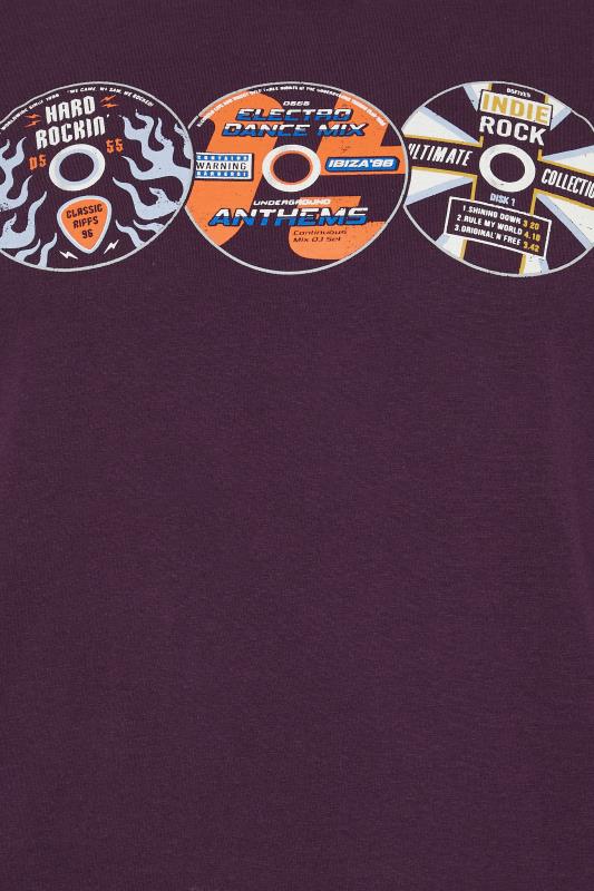 D555 Big & Tall Plum Vintage CD Graphic Print T-Shirt | BadRhino 2