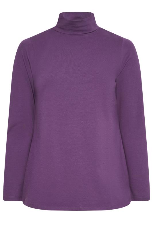 YOURS Plus Size Purple Long Sleeve Turtle Neck Top | Yours Clothing 5