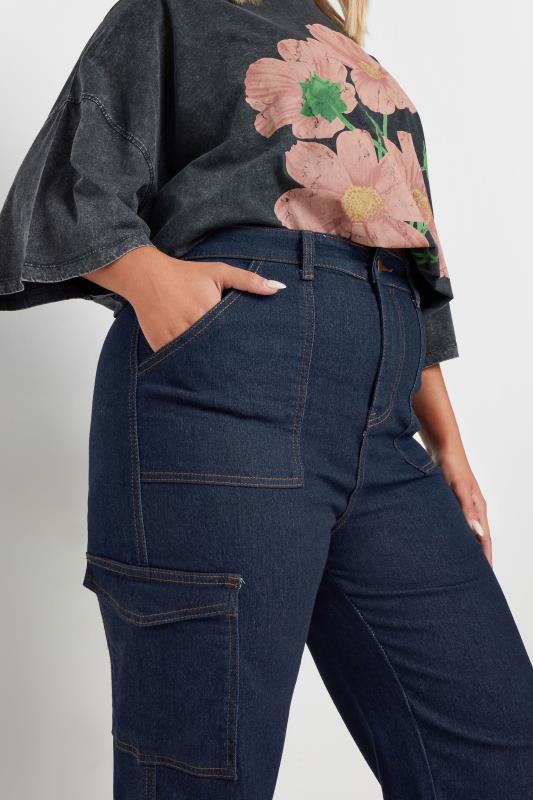 YOURS Plus Size Blue Cargo Pocket Straight Leg Jeans | Yours Clothing 5