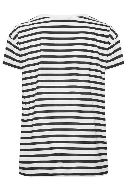 YOURS Plus Size Black Stripe Rose Print T-Shirt | Yours Clothing 7