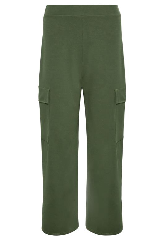 Petite Khaki Green Wide Leg Cargo Trousers | PixieGirl 4
