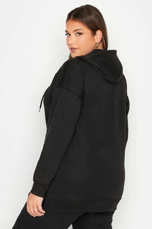 Plus Size Black Overhead Hoodie | Yours Clothing 3