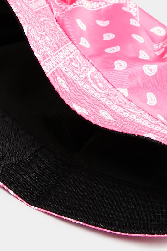 Pink & Black Paisley Print Reversible Bucket Hat 6