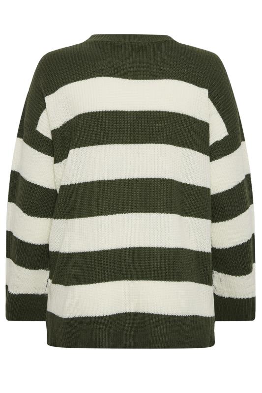 YOURS Plus Size Green Striped Ribbed Knit Jumper | Yours Clothing 7