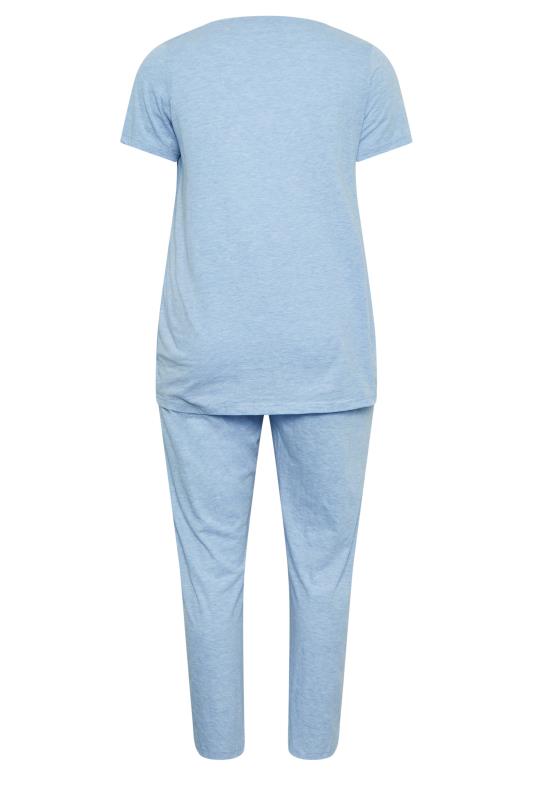 YOURS Curve Blue 'I Am Always Here' Slogan Pyjama Set | Yours Clothing 6