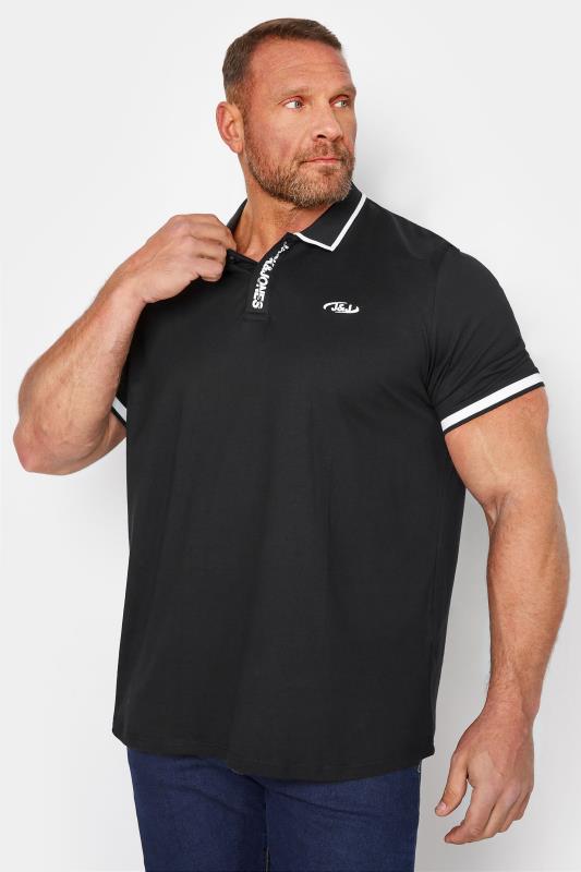 Plus Size  JACK & JONES Big & Tall Black Air Polo Shirt