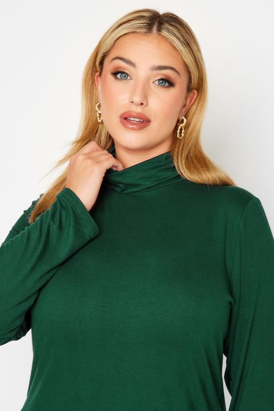 LIMITED COLLECTION Plus Size Forest Green Turtle Neck Top | Yours Clothing 4