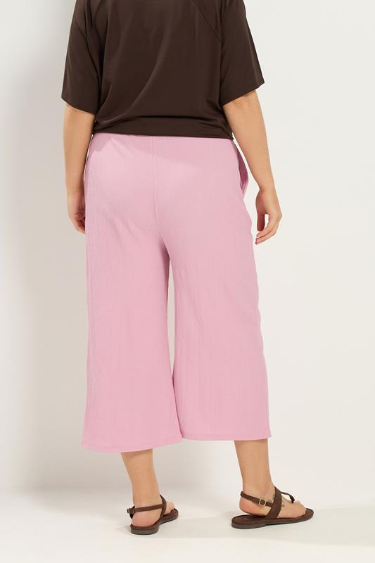YOURS Plus Size Pink Crinkle Culottes | Yours Clothing 2