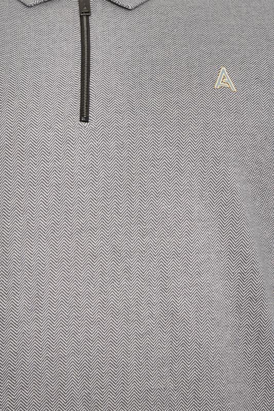 STUDIO A Big & Tall Grey Zip Neck Polo Shirt 2