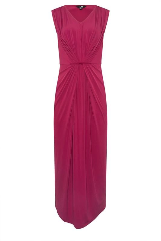 LTS Tall Women's Berry Red Gathered Front Midi Dress | Long Tall Sally 5