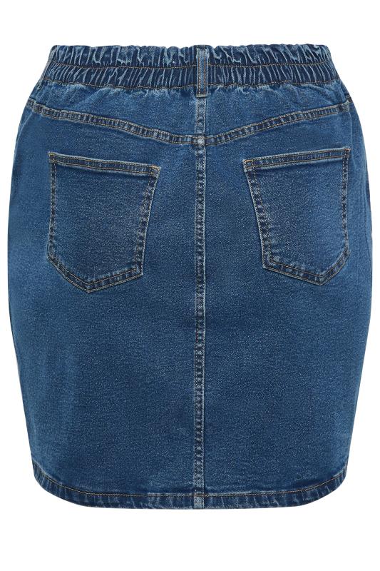 YOURS Plus Size Mid Blue Elasticated Waist Denim Skirt | Yours Clothing 6