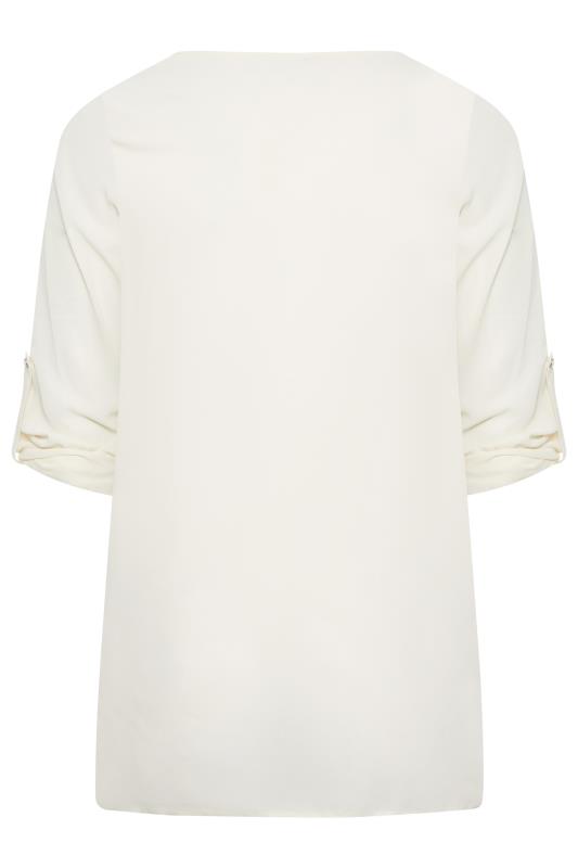 YOURS Plus Size Cream Tab Sleeve Blouse | Yours Clothing 7
