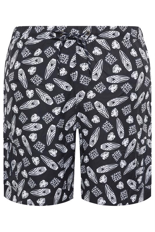 KAM Big & Tall Navy Blue Geometric Swim Shorts | BadRhino 2