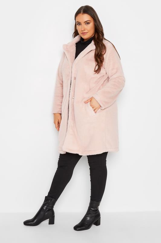 YOURS Plus Size Pink Faux Fur Jacket | Yours Clothing 2