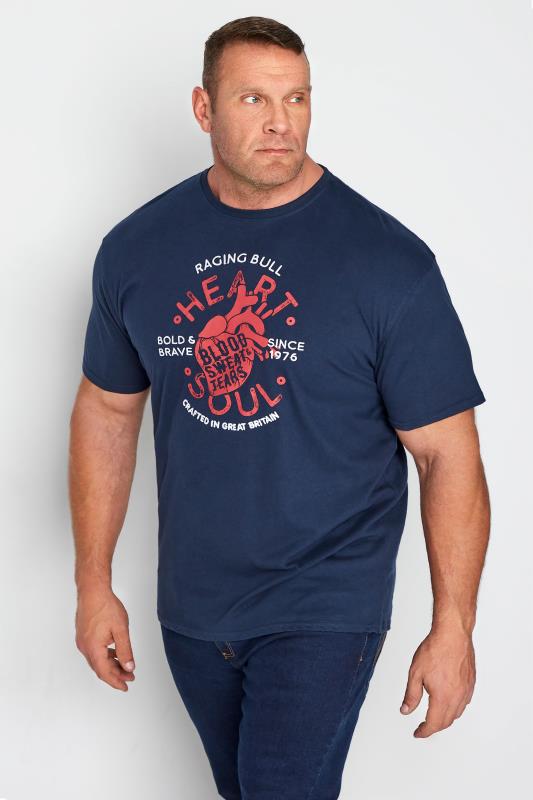 Plus Size  RAGING BULL Big & Tall Navy Blue Heart & Soul T-Shirt