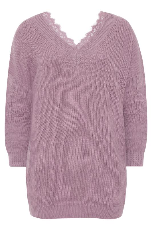 Lilac Lace Oversized Knitted Jumper 5