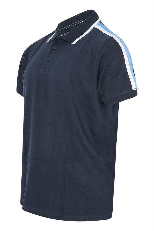 BadRhino Big & Tall Navy Blue Tipped Polo Shirt 4