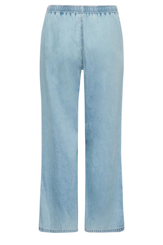 YOURS Plus Size Light Blue Pull On Wide Leg Jeans | Yours Clothing 6
