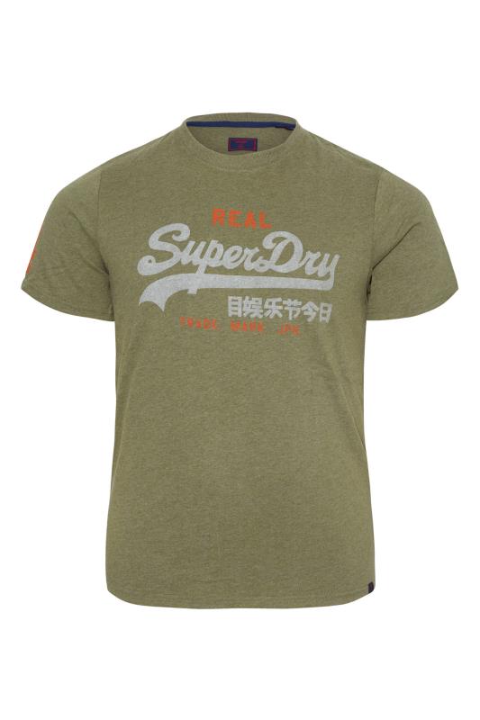  Grande Taille SUPERDRY Big & Tall Khaki Green Washed Logo T-Shirt