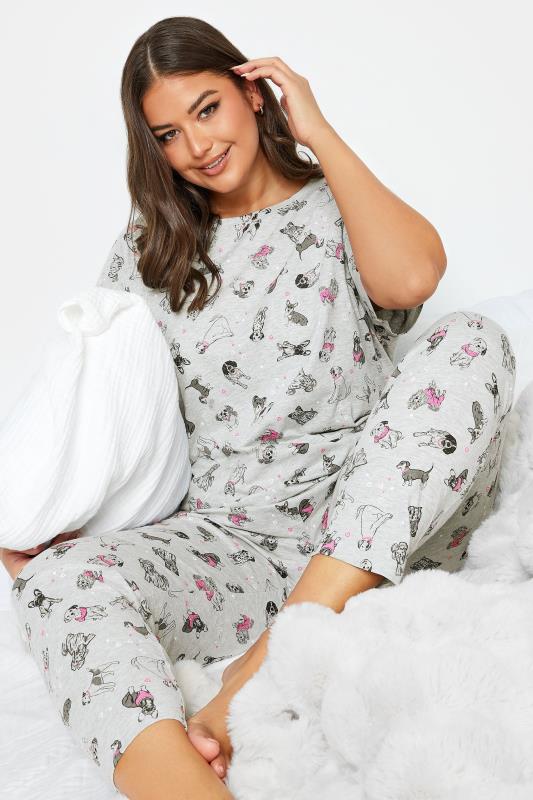 YOURS Plus Size Grey Dog Print Pyjama Set | Yours Clothing 5