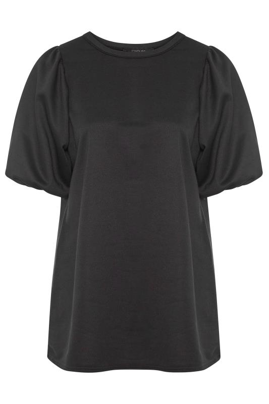 Black Puff Sleeve Sweatshirt Top | Yours Clothing