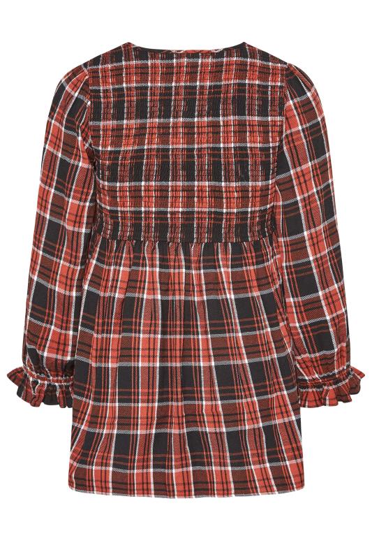 LIMITED COLLECTION Black & Red Check Shirred Peplum Top_BK.jpg