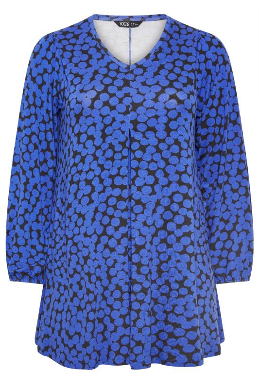YOURS Plus Size Blue Spot Print Pleat Front Top | Yours Clothing 5