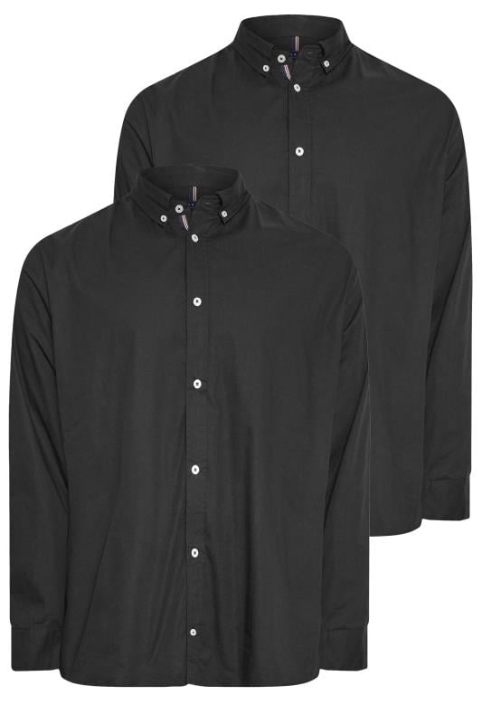 BadRhino Big & Tall 2 PACK Black Poplin Long Sleeve Shirts | BadRhino 2