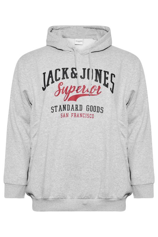 JACK & JONES Big & Tall Grey Logo Sweat Hoodie 3