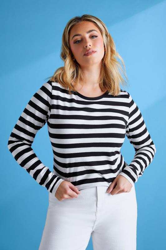 Women Plus Size Casual Striped Long-sleeve Tee