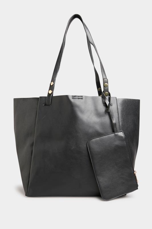  Grande Taille Black Tote Bag & Purse Set