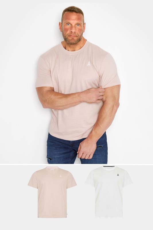 Men's  STUDIO A Big & Tall 2 PACK White & Pink T-Shirts