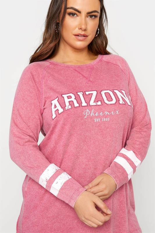 Curve Pink Acid Wash 'Arizona' Raglan T-Shirt 4