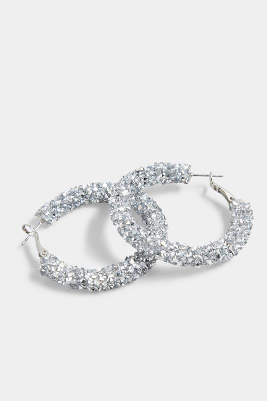 Silver Crystal Hoop Earrings 3