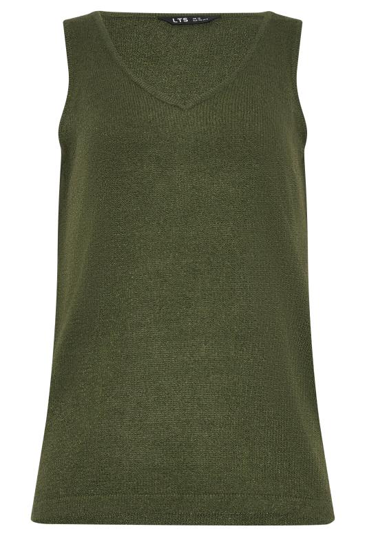 LTS Tall Women's Khaki Green Knitted Vest Top | Long Tall Sally 5