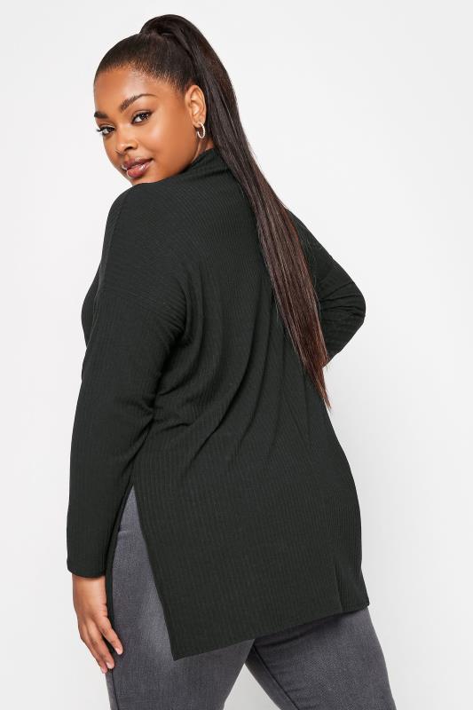 YOURS Plus Size Black Ribbed Turtle Neck Top | Yours Clothing 4