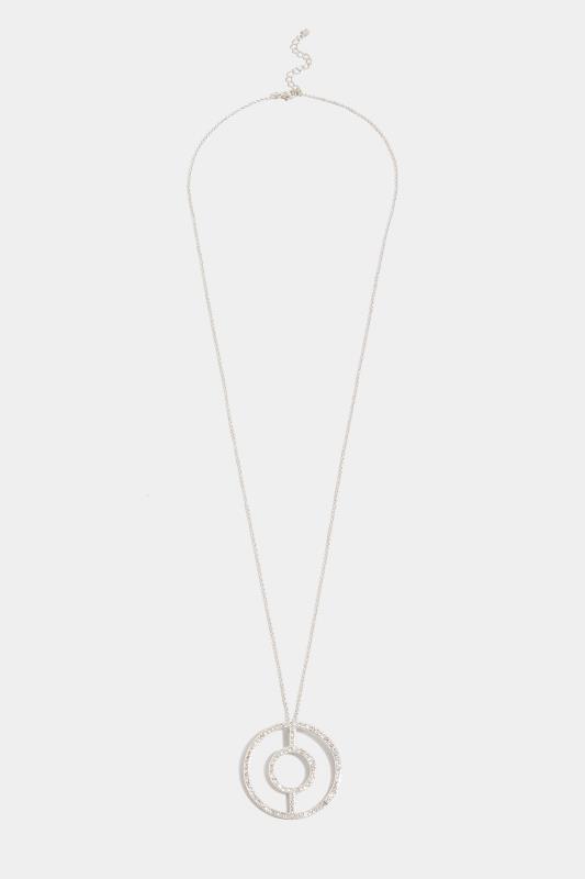 Silver Tone Diamante Circle Long Necklace | Yours Clothing  2