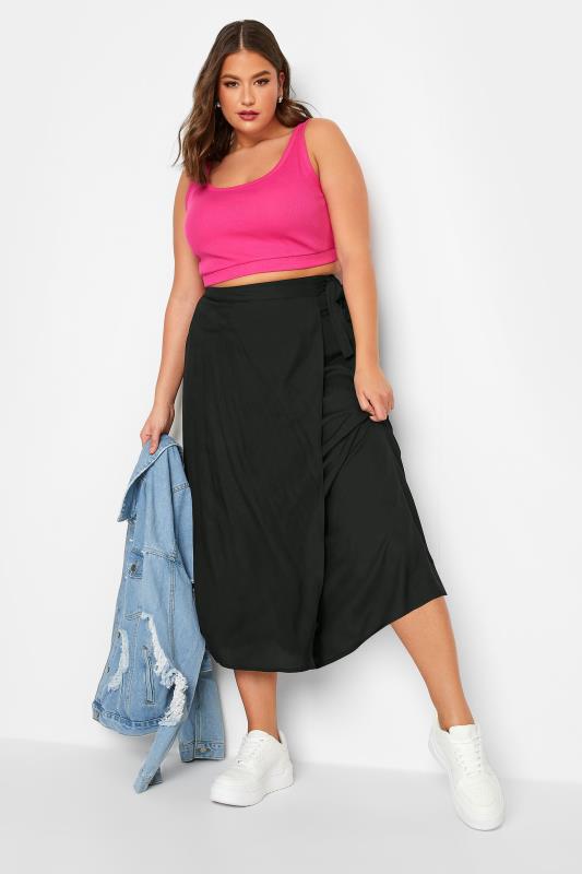 LIMITED COLLECTION Plus Size Black Wrap Midi Skirt | Yours Clothing 2