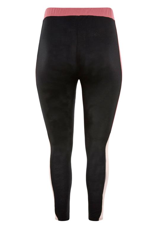 Pink Colour Block Leggings | Yours Clothing