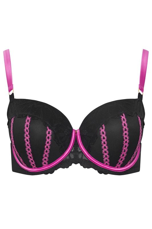 YOURS Plus Size Black & Pink Ribbon Underwired Padded Bra  |Yours Clothing 5