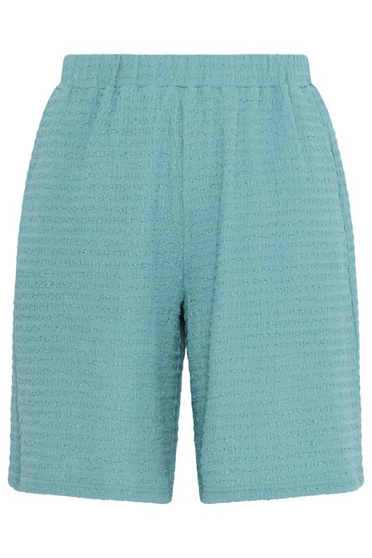 YOURS Plus Size Light Blue Textured Shorts | Yours Clothing 6