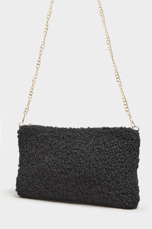 Plus Size Black Shearling Teddy Bag | Yours Clothing 2