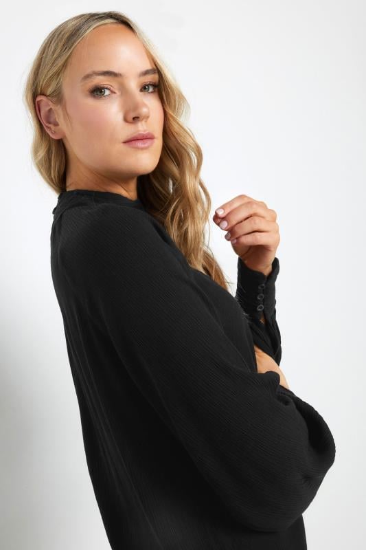 LTS Tall Black High Neck Crinkle Top | Long Tall Sally 4