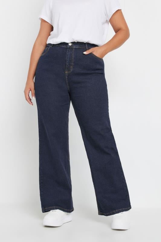 Plus Size  YOURS Curve Indigo Blue Wide Leg Denim Jeans