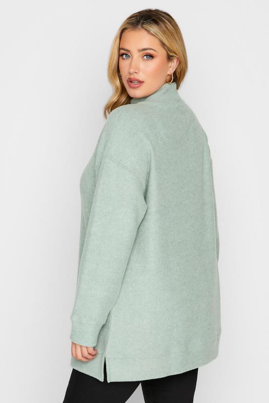 Plus Size Sage Green Soft Touch Longline Jumper | Yours Clothing 3