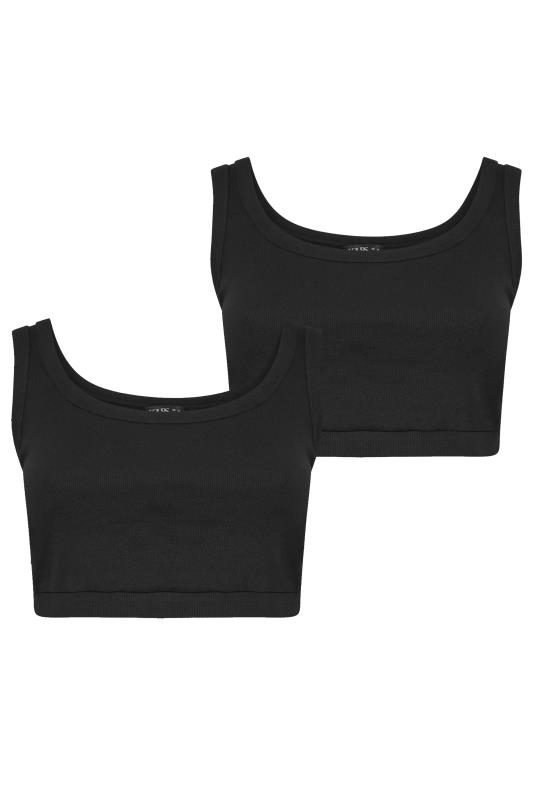 YOURS Plus Size 2 PACK Black Ribbed Crop Tops | Yours Clothing 6